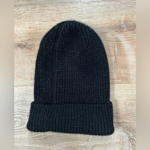 Christian Dior Angora Wool Blend Black Winter Hat with Silver Sparkle Thread
